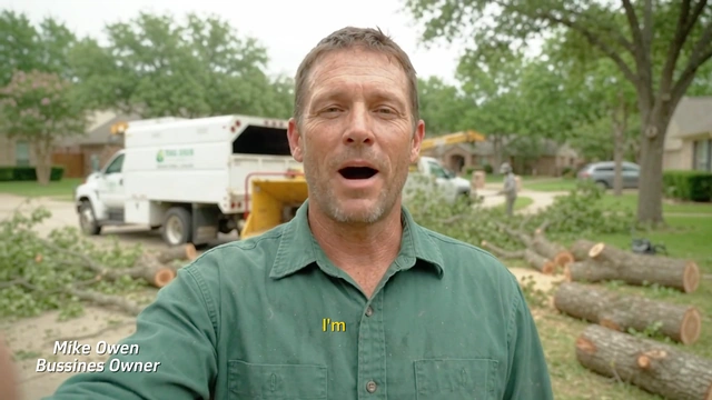Tree service professional speaking in the supplied testimonial video